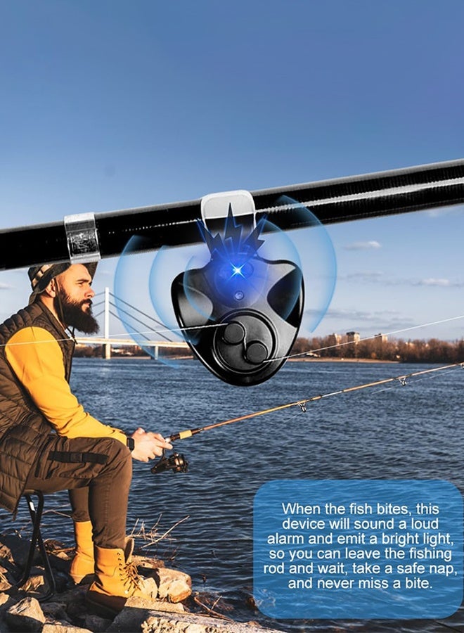 يولو أجهزة إنذار عضة السمك، قطعتان من مؤشرات عضة السمك الإلكترونية، أجراس تنبيه مثبتة على صنارة الصيد مع أضواء للصيد الليلي - Image 5